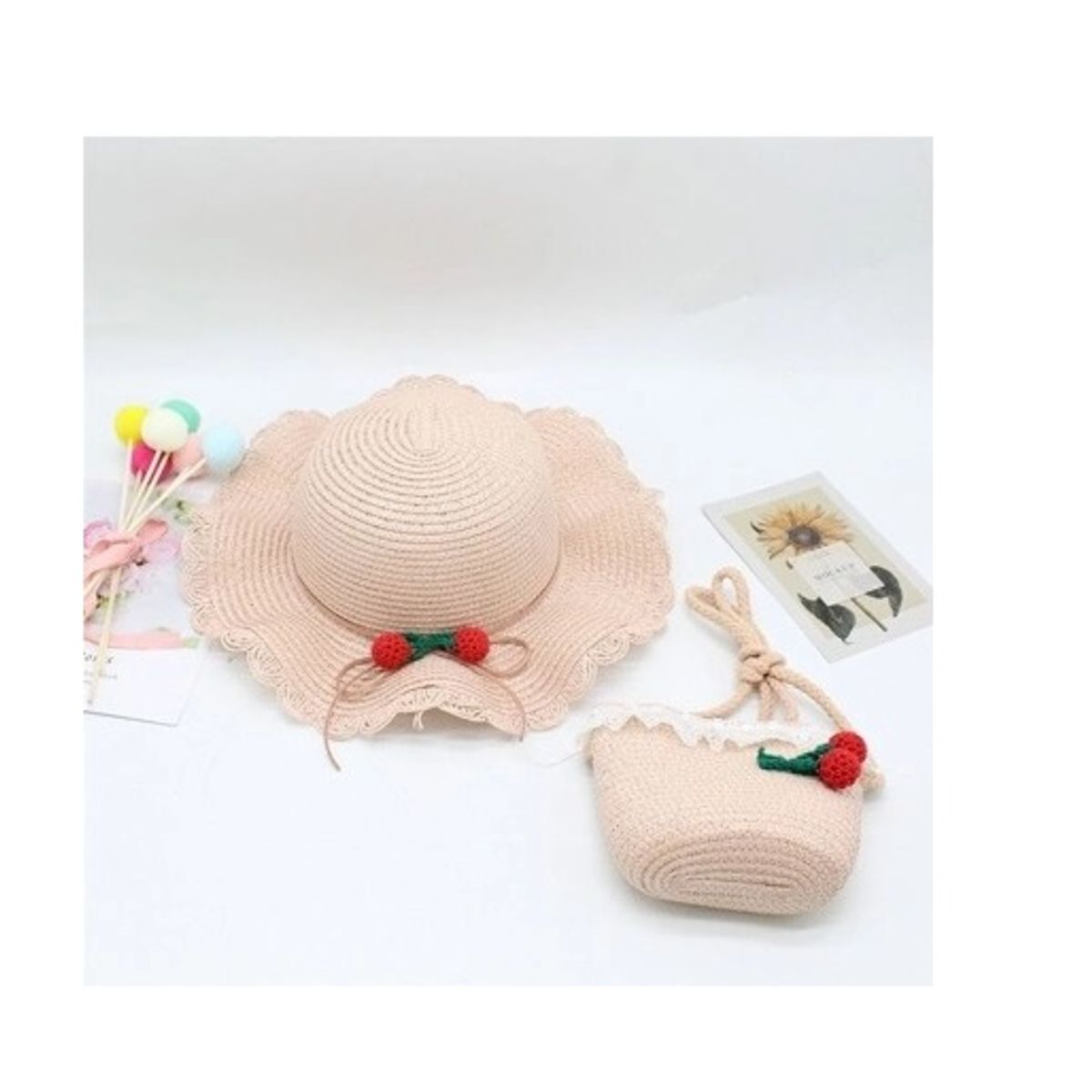 GENERICO - Pack 1 cartera y 1 gorro verano para niña 3 años a 6 años