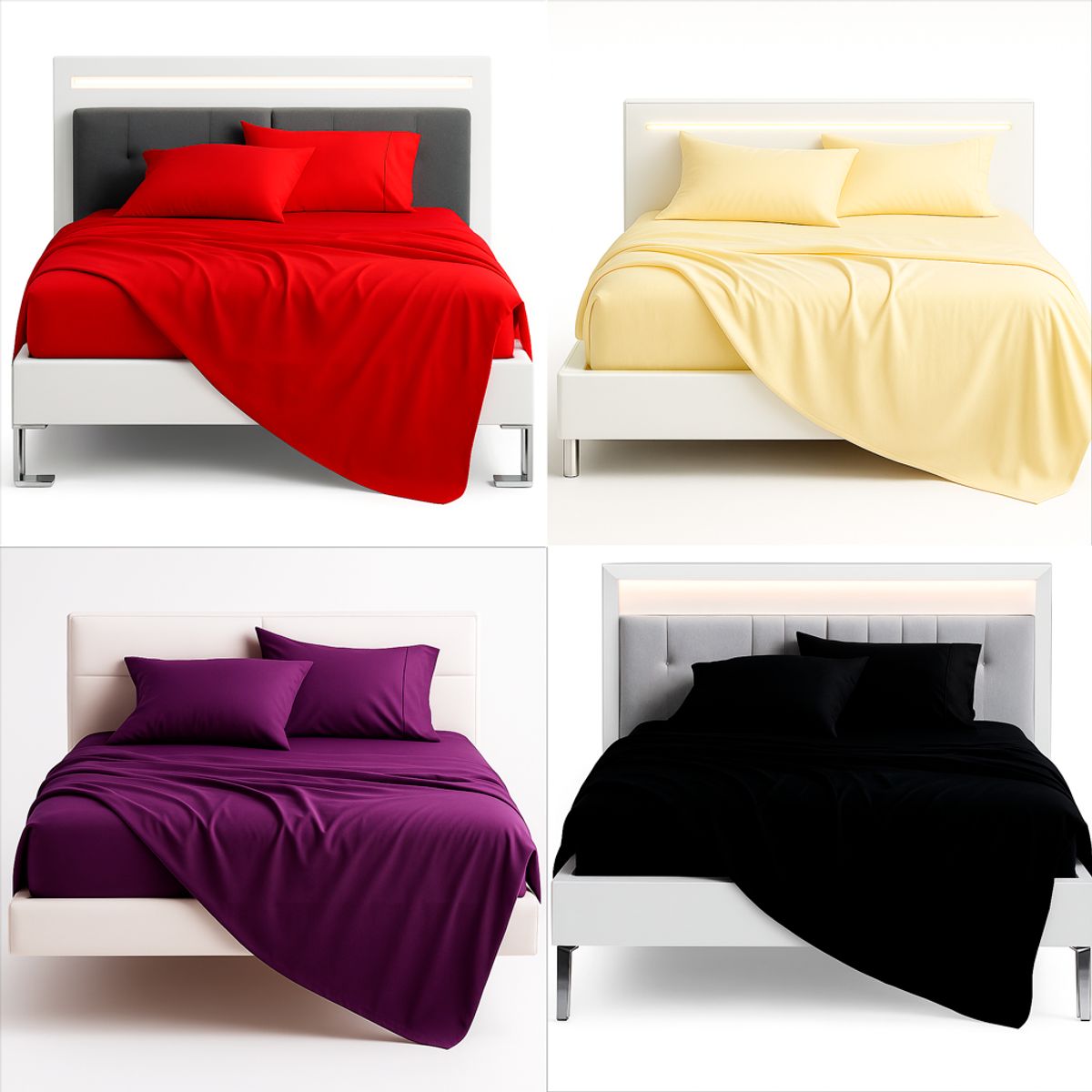 ARMONIA - Sábana 1½  Plazas 800 Hilos Liso Rojo v3 7EF