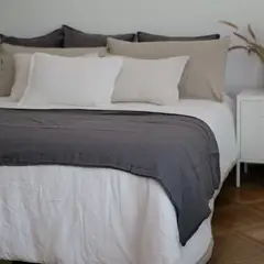 NATURALINO - Funda de Plumón Lino Grueso Blanco Super King