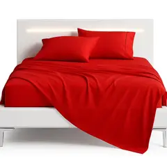 ARMONIA - Sábana 1½ Plazas 800 Hilos Liso Rojo v11 7EF