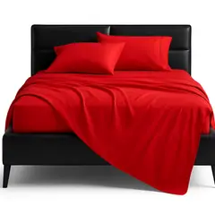 ARMONIA - Sábana Plaza y Media Plazas 800 Hilos Liso Rojo v10