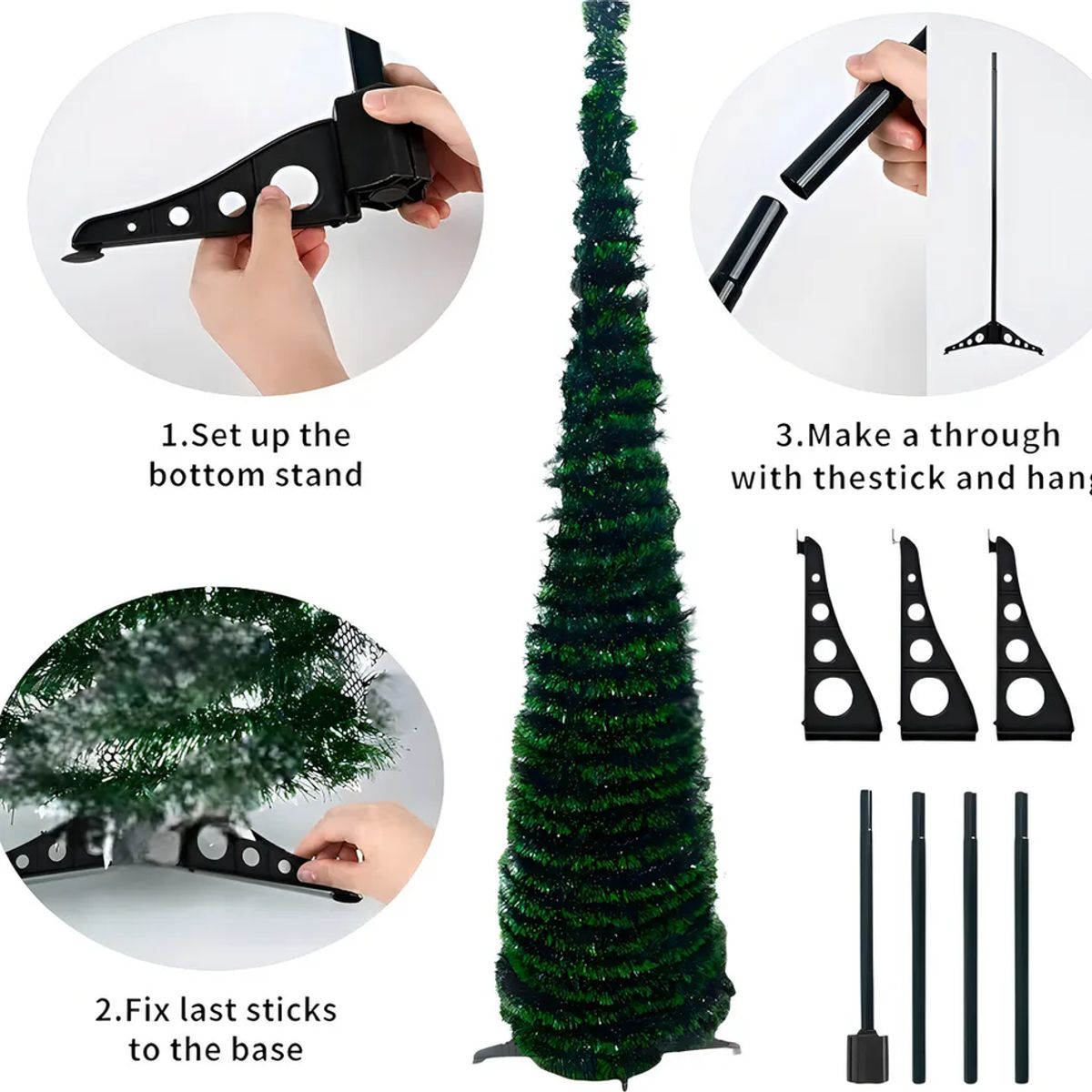 GENERICO - Árbol De Navidad Artificial Plegable Fácil Armado 150cm Color Verde Claro