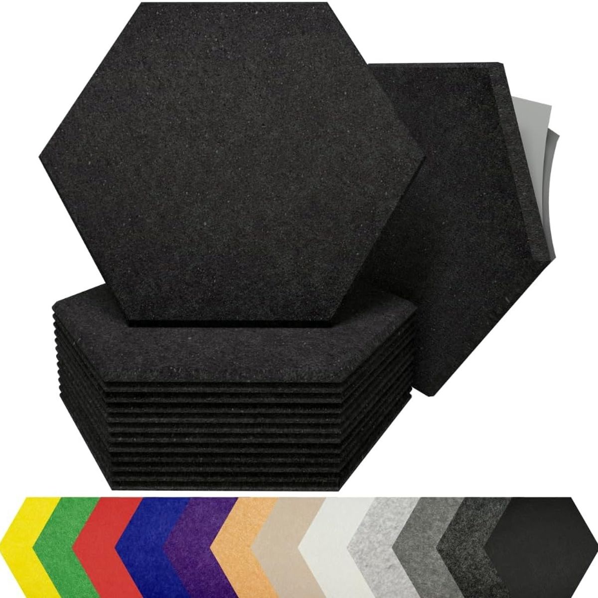 BLOCKADE - Paneles De Colores Absorbentes De Ruido Fibra Fieltro 12u Negro