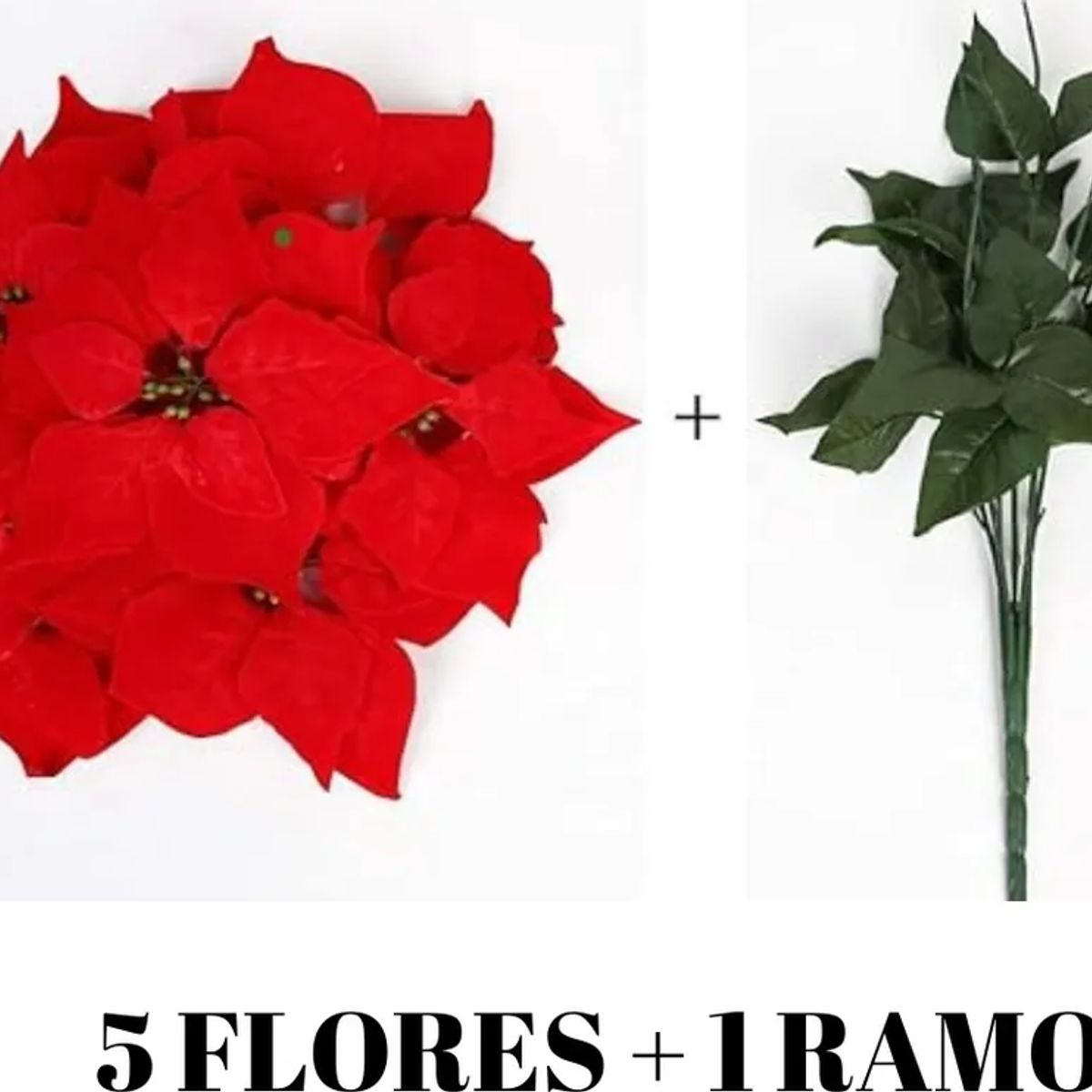 GENERICO - Pack Ramo Flor Navideña Con 5 Flores Medianas Navidad