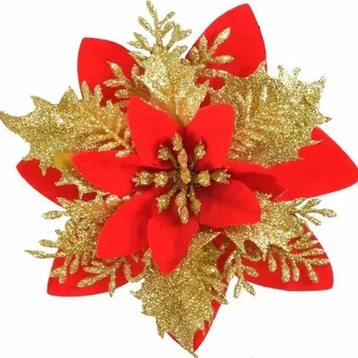 GENERICO - Flores Navideñas Adorno De Navidad Set De 10 Flores