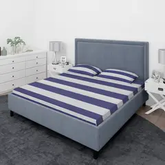 NAUTICA - Juego de sábanas 4 piezas microfibra 2 plazas diseño azul marino