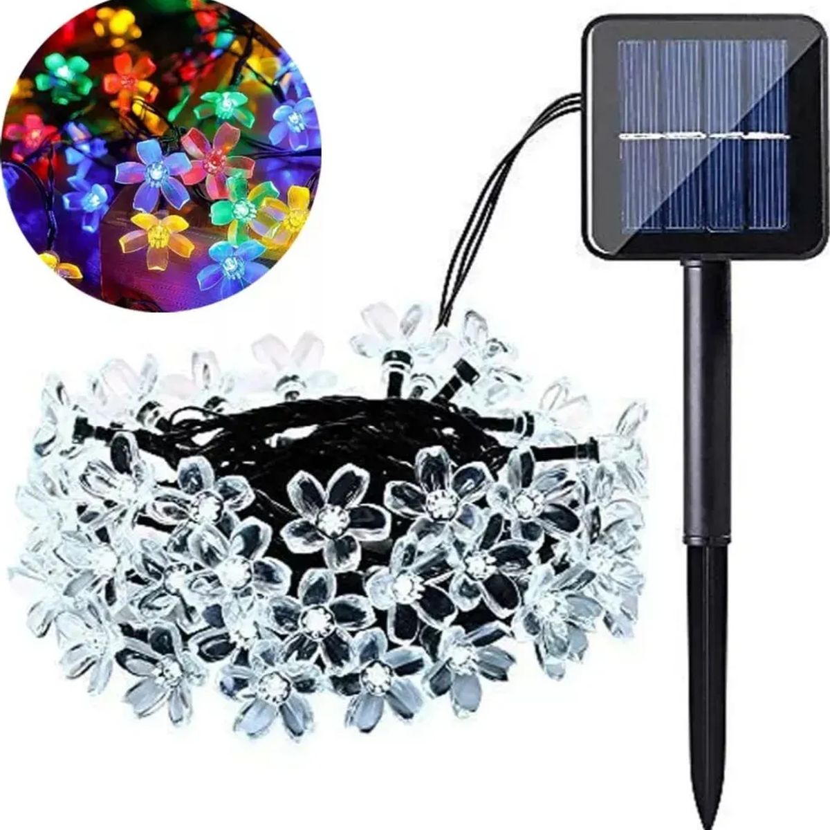 GENERICO - Luces Solares Guirnalda Navidad Flor Multicolor 6 Metros