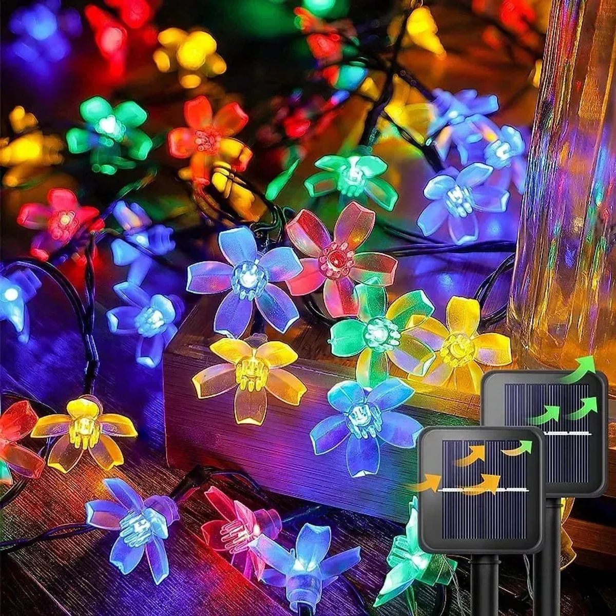 GENERICO - Luces Solares Guirnalda Navidad Flor Multicolor 6 Metros