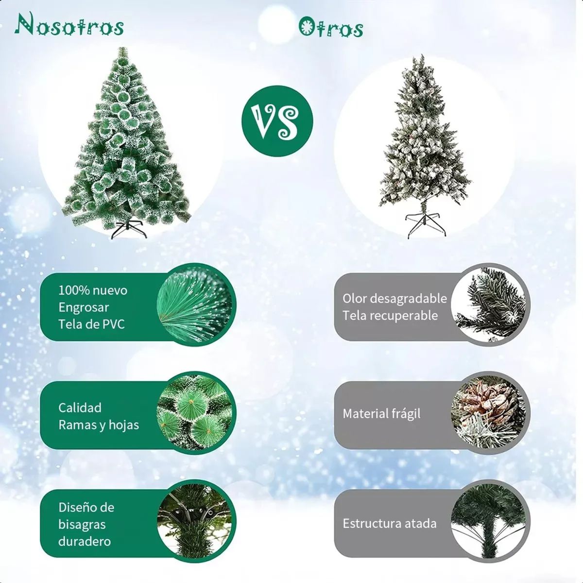 GENERICO - Árbol De Navidad Con Copos De Nieve 240 Cm Verde