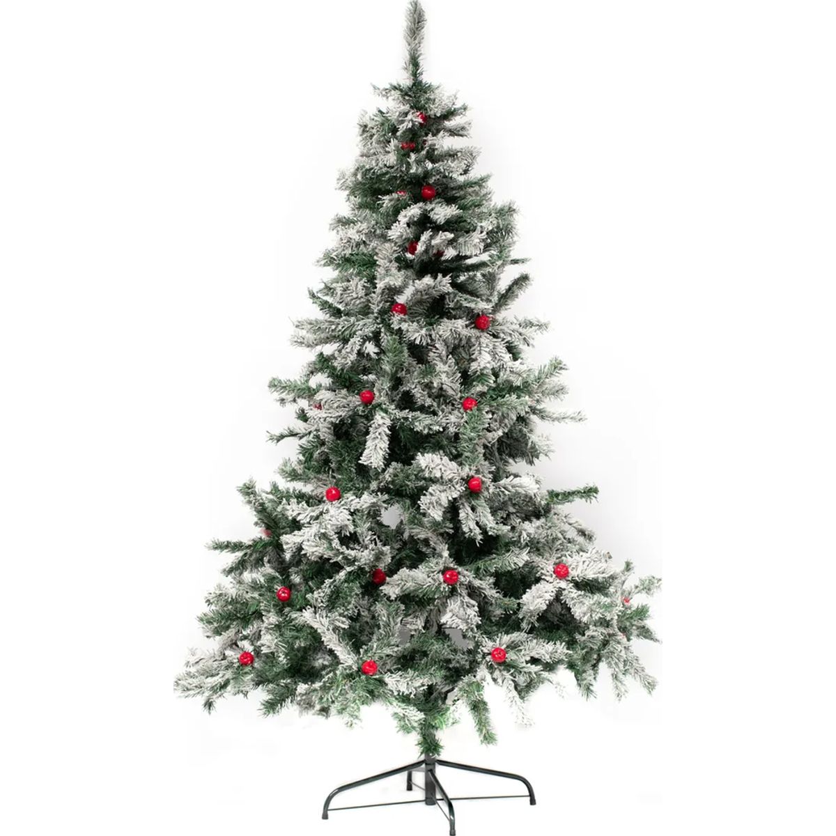 GENERICO - Árbol De Navidad Frondoso Nevado Con Manzanas 210m Verde Nevado