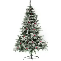 GENERICO - Árbol De Navidad Frondoso Nevado Con Manzanas 210m Verde Nevado