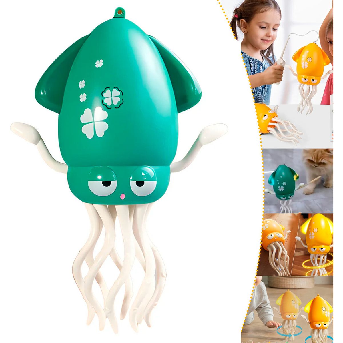 HOMEBRANDT - Pulpo Mágico Interactivo Bailarín Sonido Y Luces Niños Verde