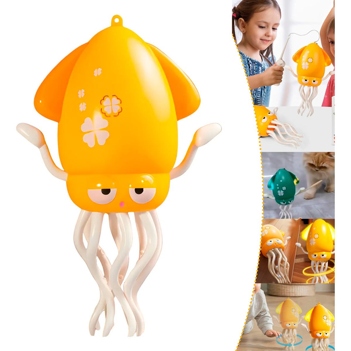 HOMEBRANDT - Pulpo Mágico Bailarín Interactivo Sonido Y Luces Niños Amarillo