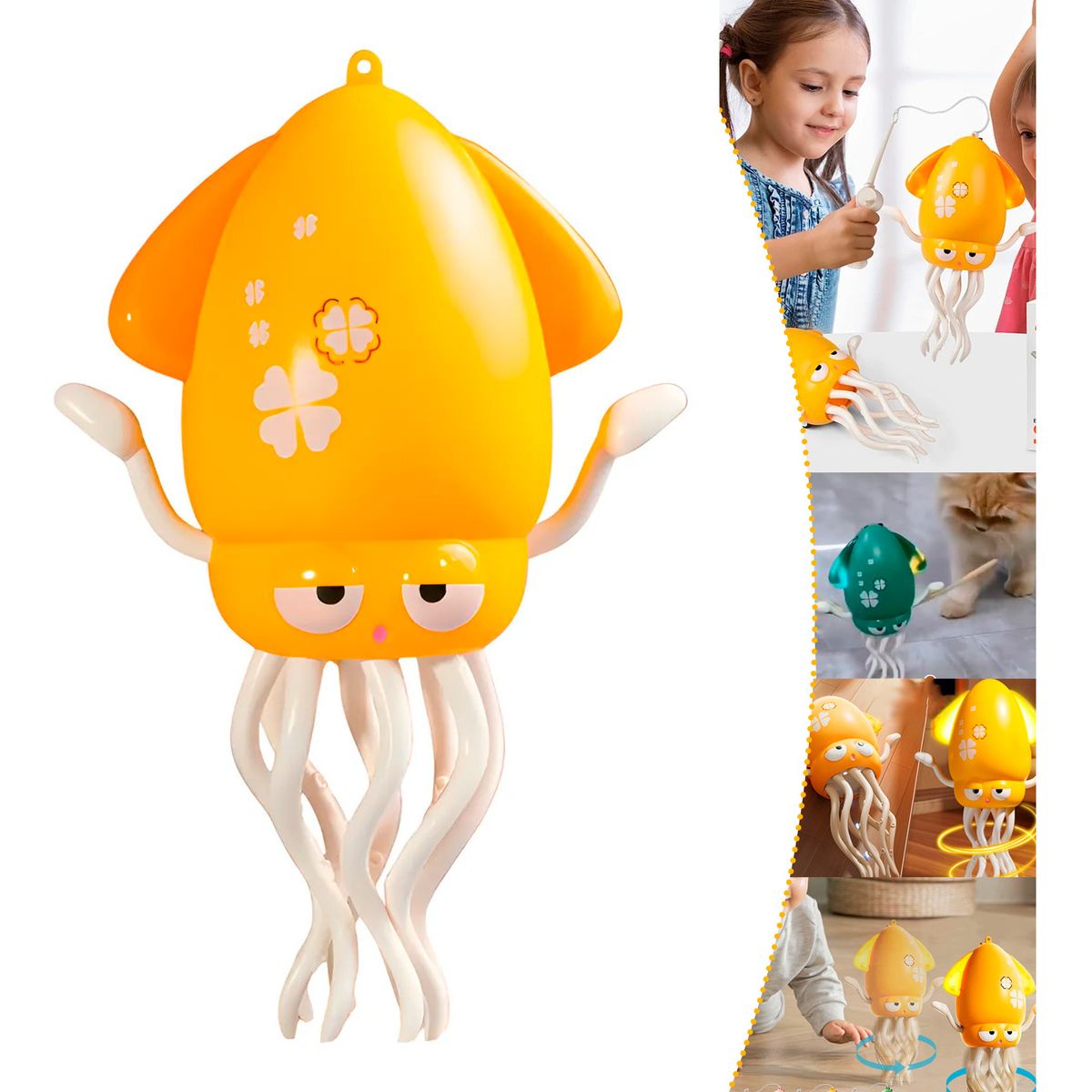 HOMEBRANDT - Pulpo Mágico Bailarín Interactivo Sonido Y Luces Niños Amarillo