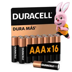 DURACELL - Pila Aaa 16 Pilas Batería Triple A Dura Más