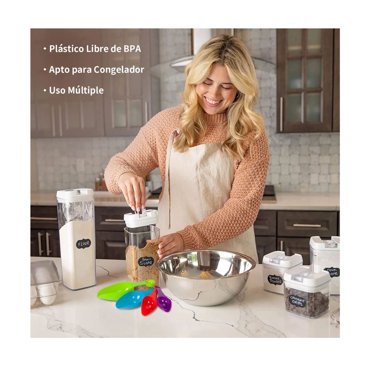 GENERICO - Set De 7 Contenedores Hermeticos De Plastico Cocina Despensa