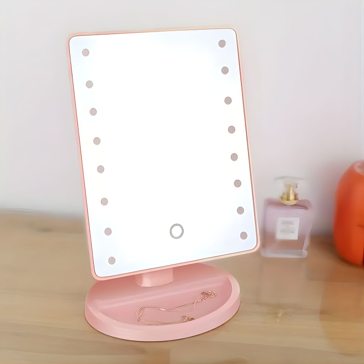 GENERICO - Espejo Rosa Luz Led Para Escritorio Vanity Maquillaje Ajustable