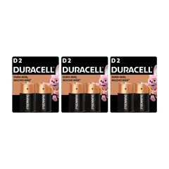 DURACELL - Pila Tipo D 6 Pilas Batería Grande Dura Más