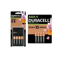 DURACELL - Cargador Aa Aaa + 8 Pilas Recargables4aa + 4aaa