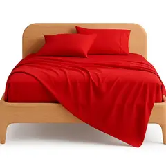 ARMONIA - Sábana 1½ Plazas 800 Hilos Liso Rojo v5 7EF