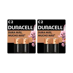 DURACELL - Pila Tipo C 4 Pilas Batería Mediana Dura Más