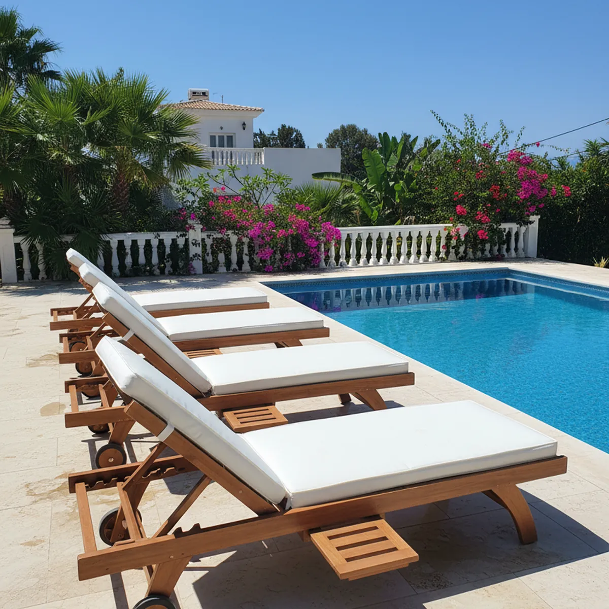 TERRA ESTILO - Reposera Madera Teca Ajustable con Cojín