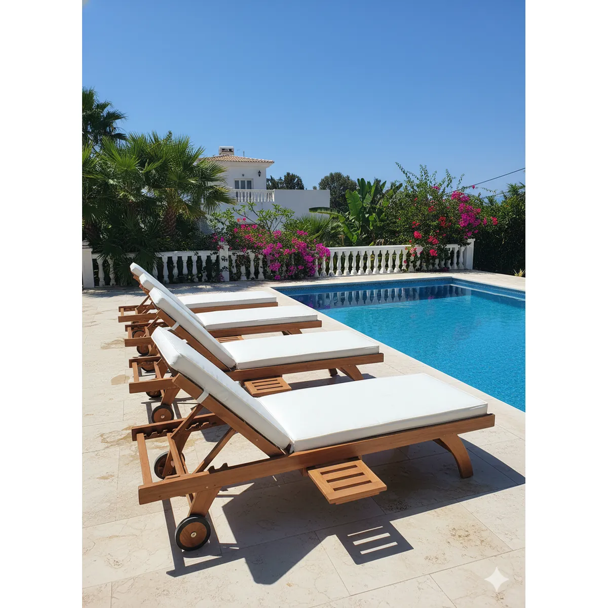 TERRA ESTILO - Reposera Madera Teca Ajustable con Cojín