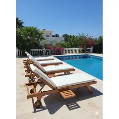 TERRA ESTILO - Reposera Madera Teca Ajustable con Cojín