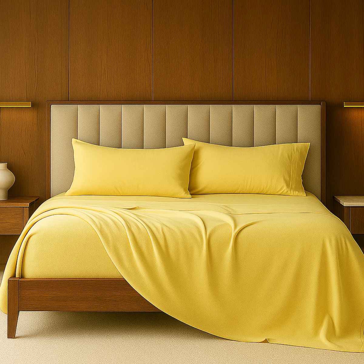 ARMONIA - Sábana 2 Plazas 800 Hilos Liso Amarillo v13 7EF