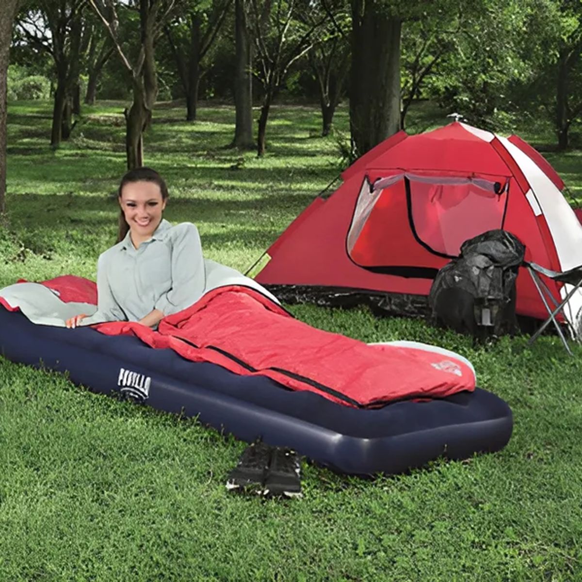 Colchon Inflable 1 Plaza 185x76x28 - Inflador Incorporado Color Azul, marca GENERICO - Foto Principal