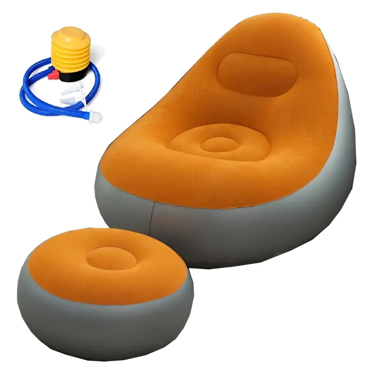 GENERICO - Sofá Tumbona Silla Inflable Reposa Pies Puff X L + Inflador Color Naranja - 212095