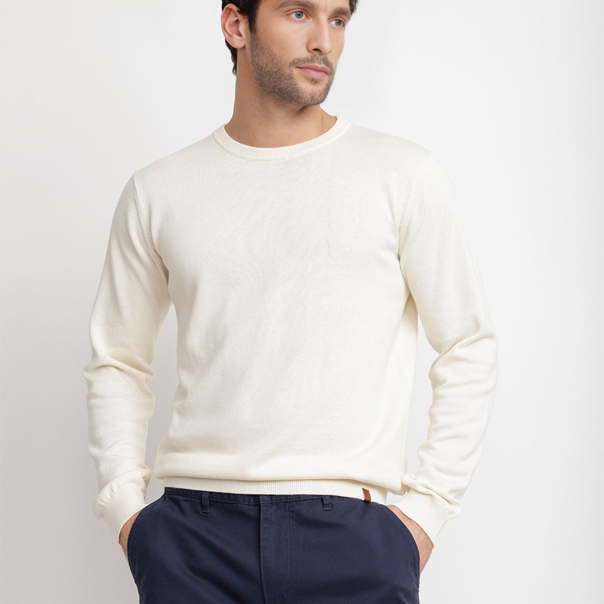 TRIAL - Sweater Cuello C Algodón Phelps Crudo