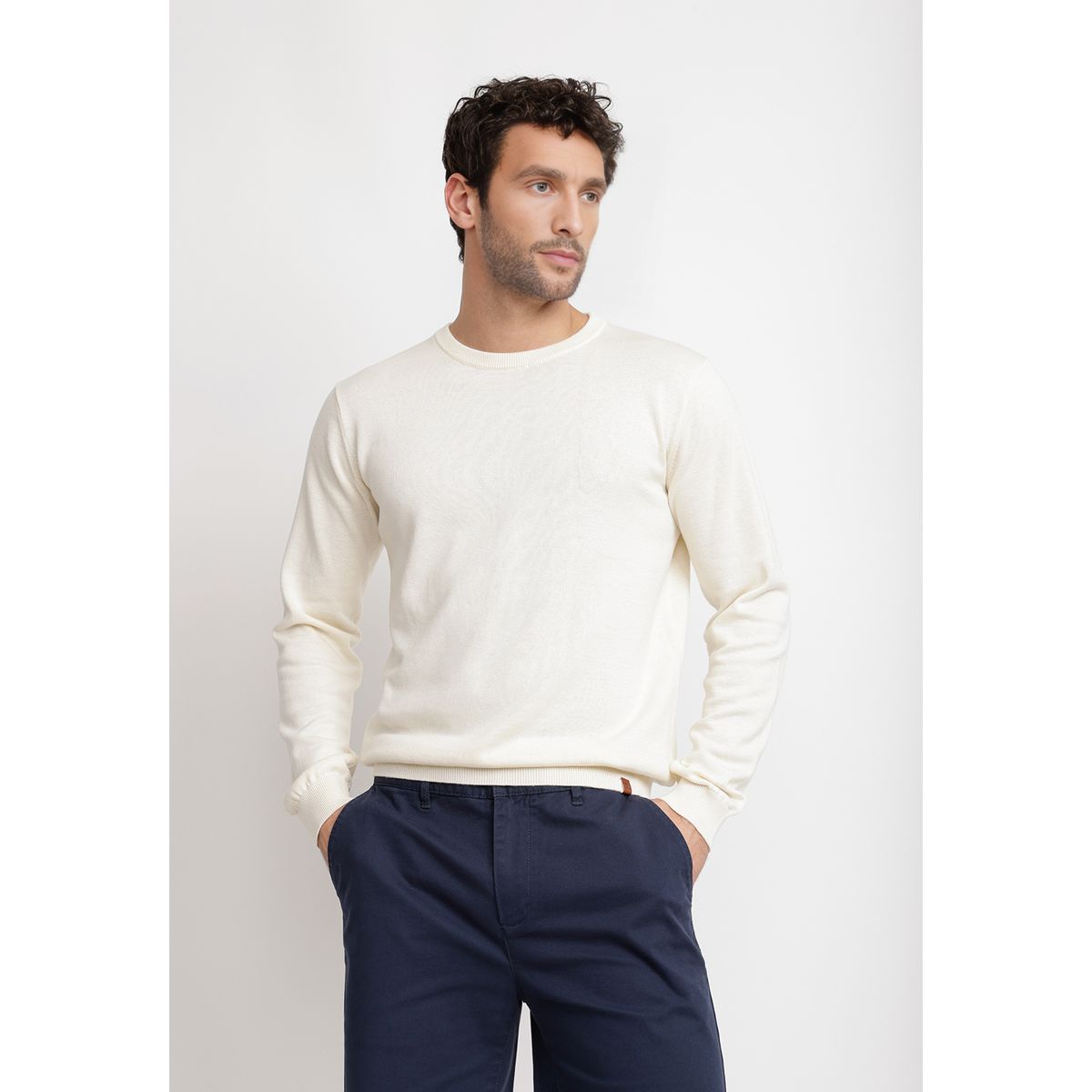 TRIAL - Sweater Cuello C Algodón Phelps Crudo