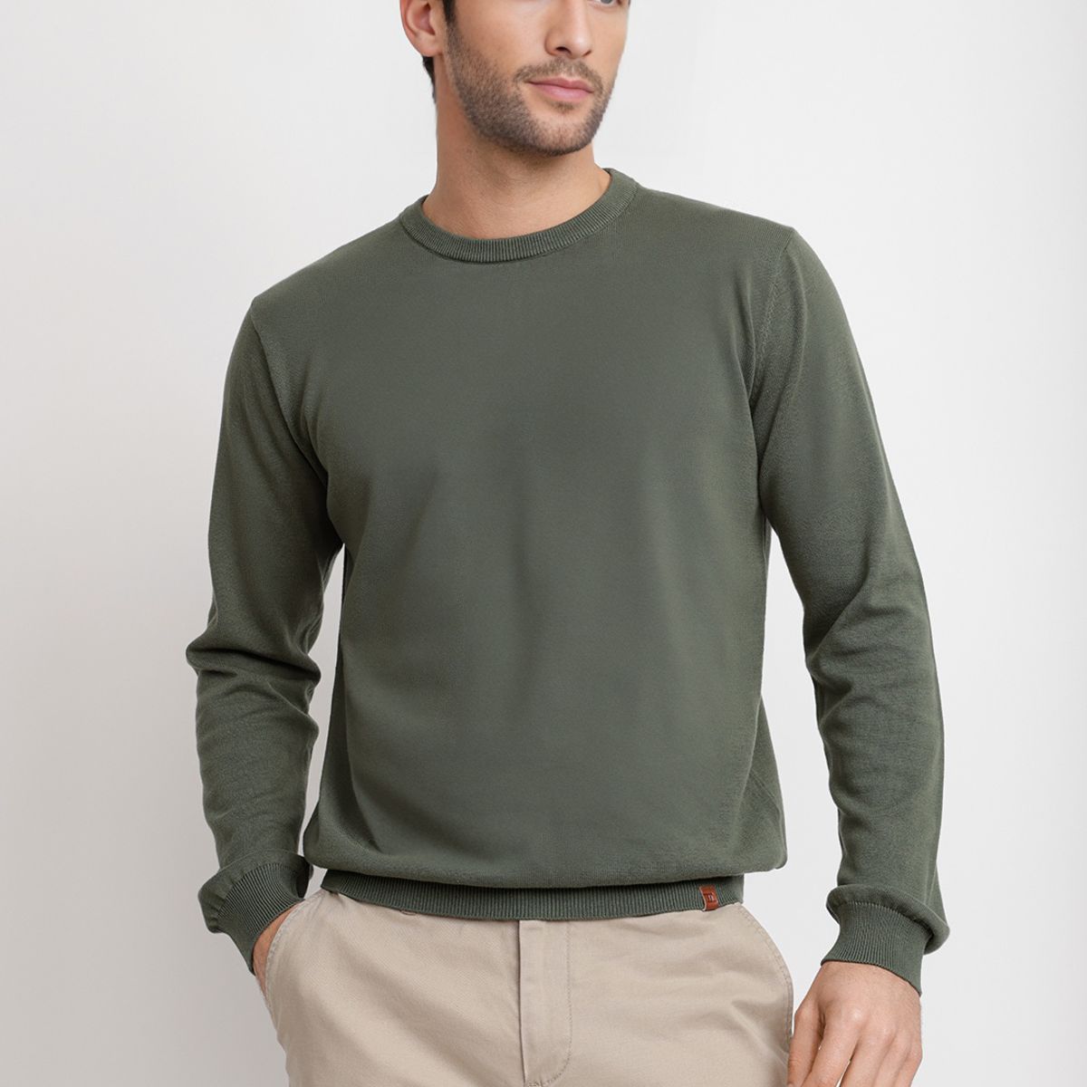 TRIAL - Sweater Cuello C Algodón Phelps Verde