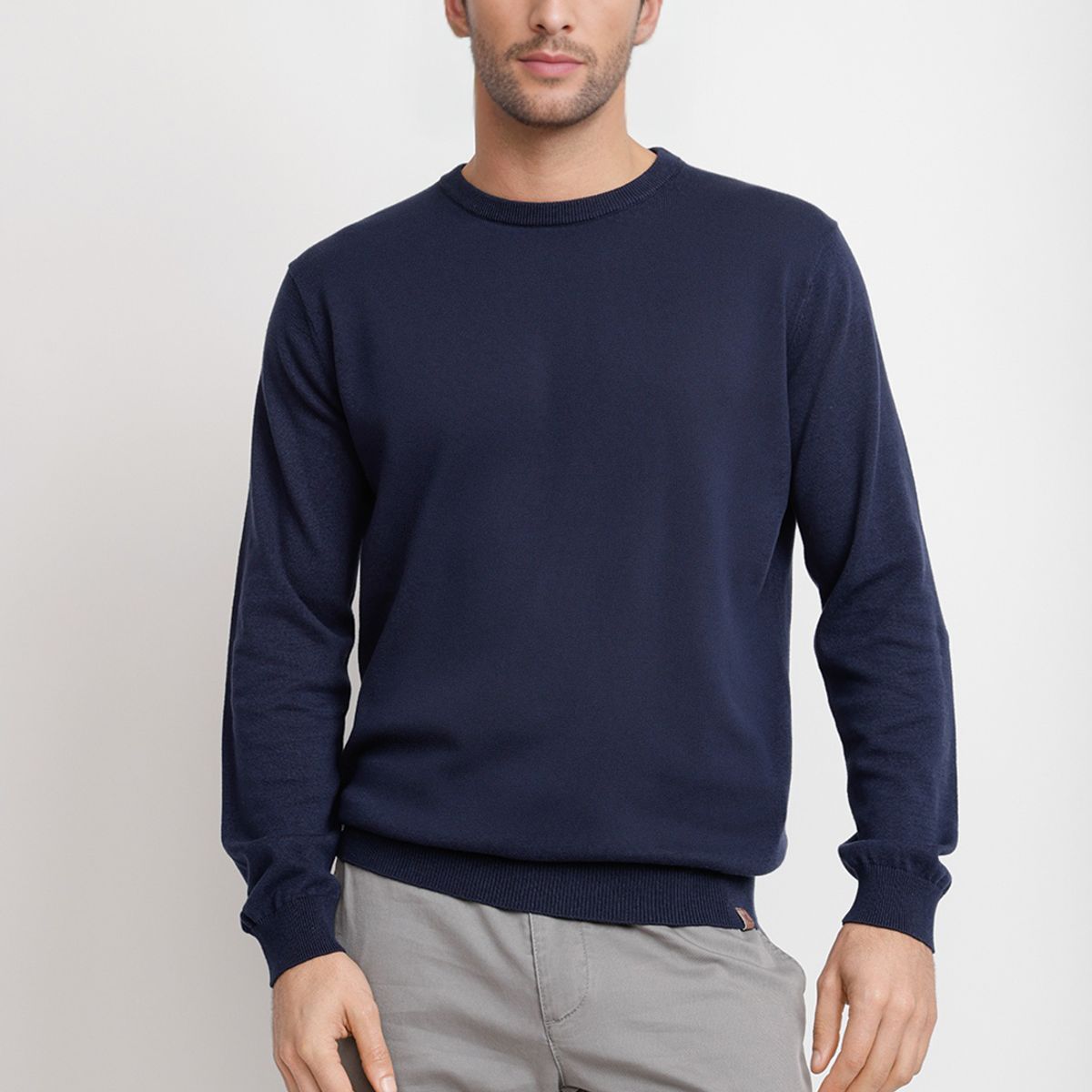TRIAL - Sweater Cuello C Algodón Phelps Azul Marino