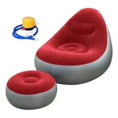 GENERICO - Sofá Tumbona Silla Inflable Reposa Pies Puff X L + Inflador Color Rojo - 212093