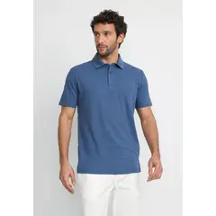 TRIAL - Polera Polo Lino Algodón Morrís Azul