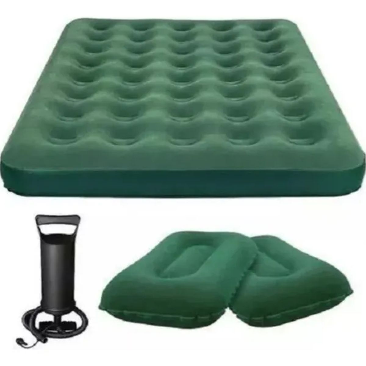 GENERICO - Combo Colchón Doble + 2 Almohadas + Inflador Para Camping