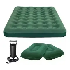 GENERICO - Combo Colchón Doble + 2 Almohadas + Inflador Para Camping