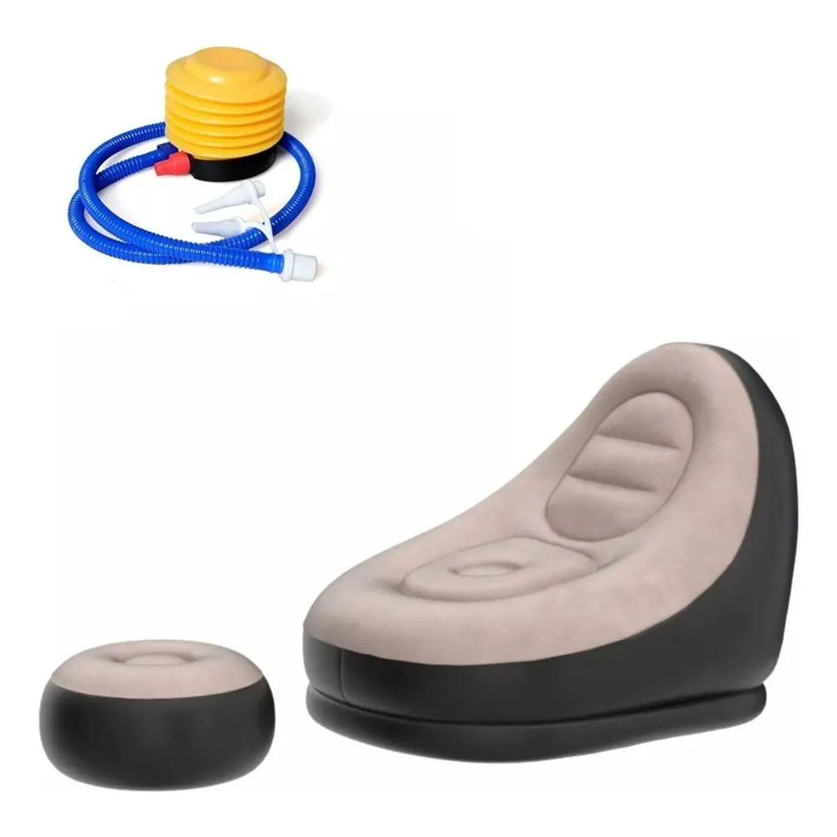 GENERICO - Sofa Inflable Puff Tumbona Con Reposa Pies Negro