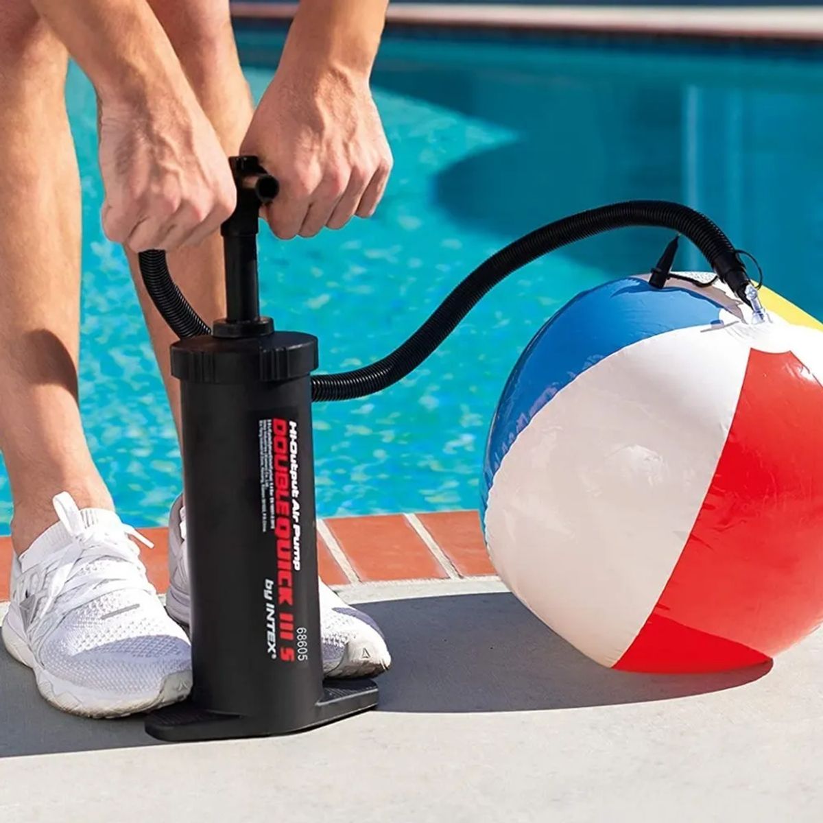 GENERICO - Inflador De Pie Doble Velocidad Intex  Bamo Negro