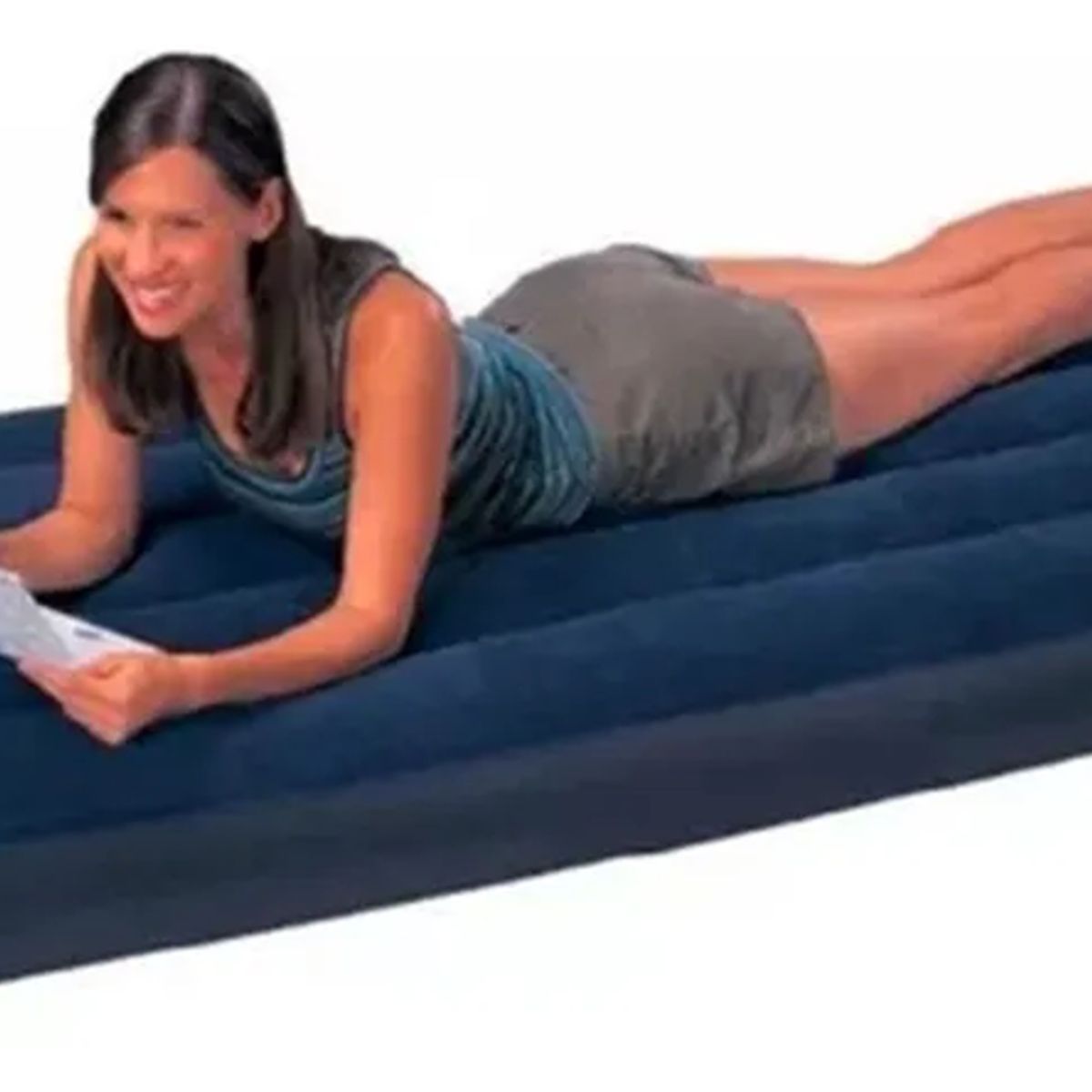 GENERICO - Colchón Inflable Plaza Y Media Colchón Azul Inflable 1p