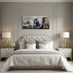 DEKAM DISEÑO - CUADRO PORCELANA DIAMANTES PAREJA ELEFANTES 140X70 CMS