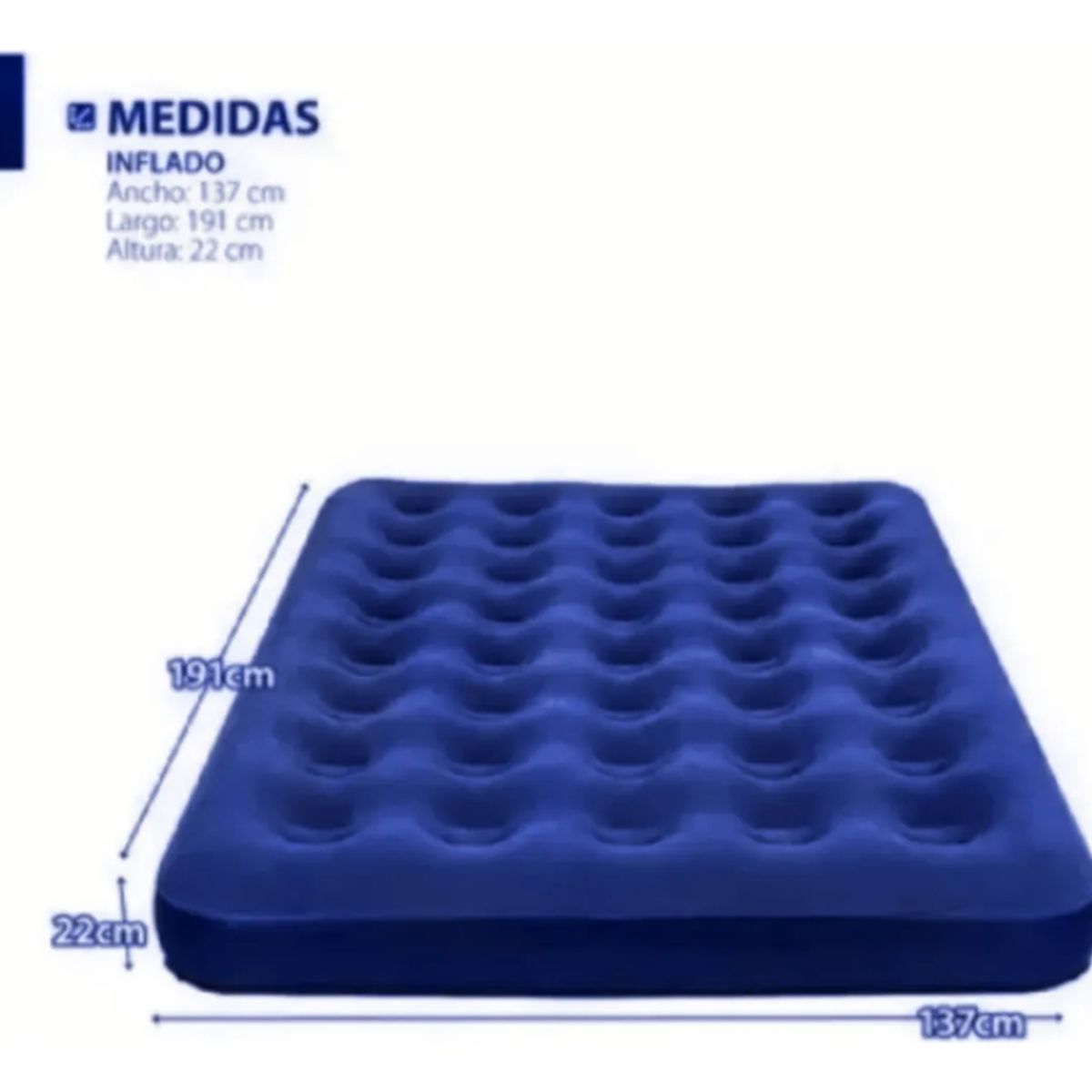 GENERICO - Colchon Inflable 2 Plazas Almohadas E Inflador.