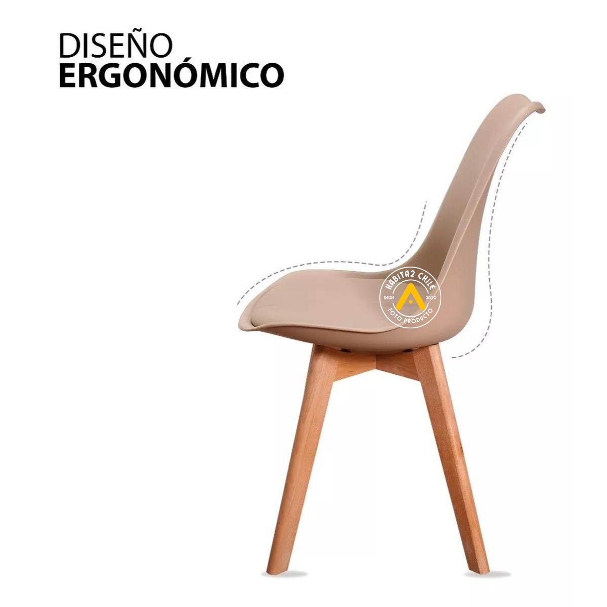 HABITA2 CHILE - Pack Tulip Work de Escritorio con Cojin de Ecocuero- Beige