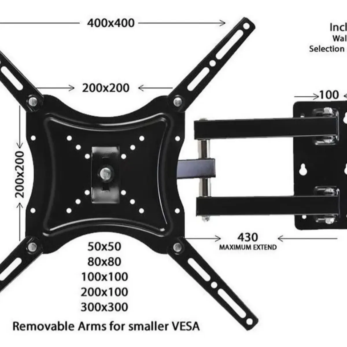 GENERICO - Base Soporte para TV 14 a 55 Pulgadas - Brazo Articulado Reforzado hasta 50kg