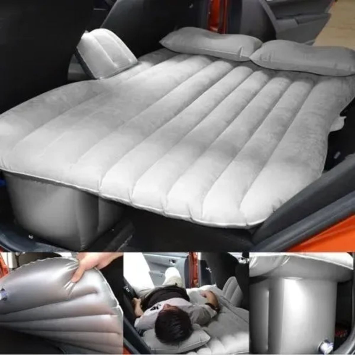GENERICO - Colchon Inflable Para El Auto + Accesorios Gris
