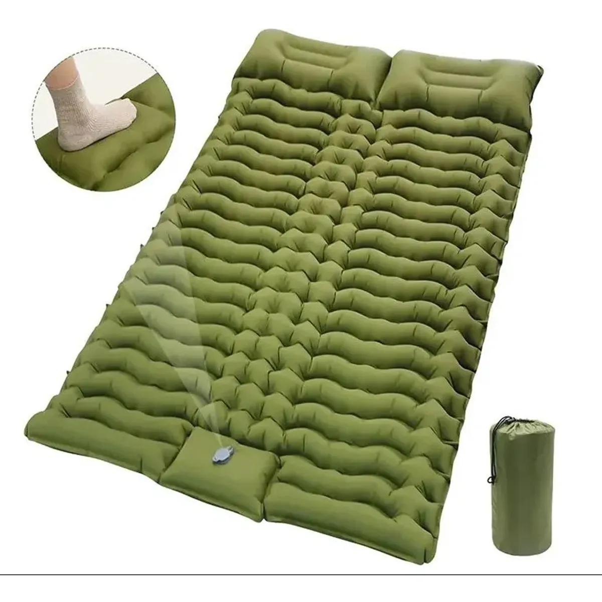 GENERICO - Colchoneta Doble Para Acampar Inflable Para 2 Personas Verde