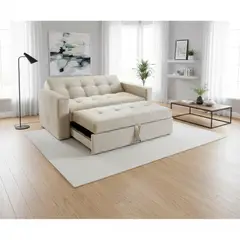 MUEBLES NEW - SOFA CAMA NOVUS TRES POSICIONES BEIGE FELPA