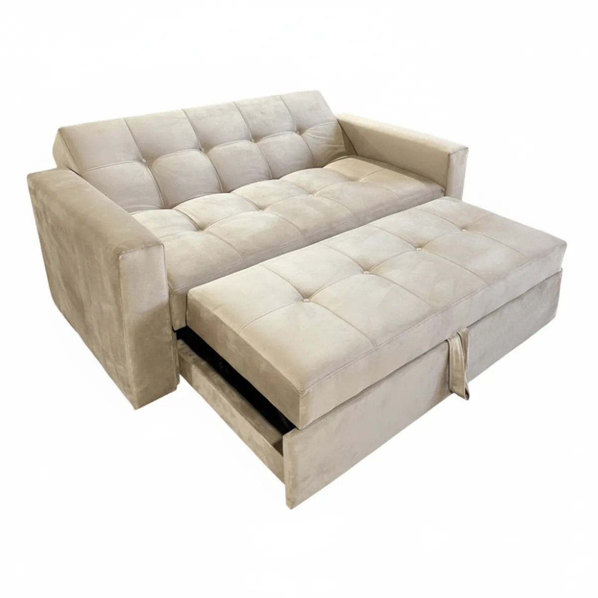 MUEBLES NEW - SOFA CAMA NOVUS TRES POSICIONES BEIGE FELPA